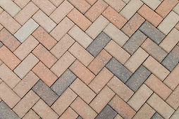 red brick pavers in herringbone pattern