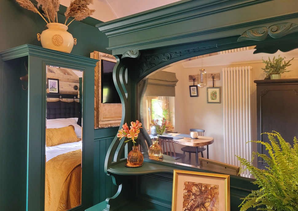 Reflections - bed area and living area