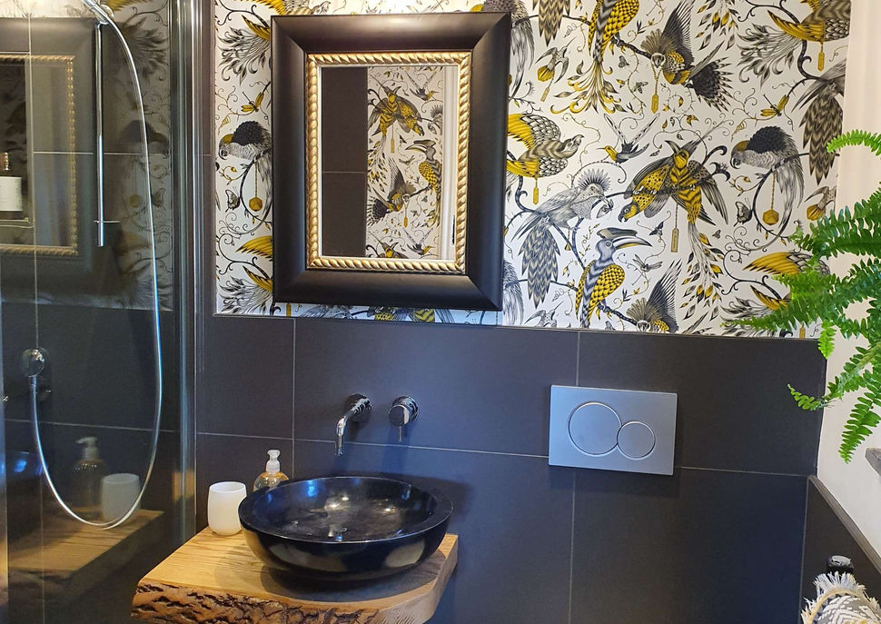 Bespoke basin shelf from tree