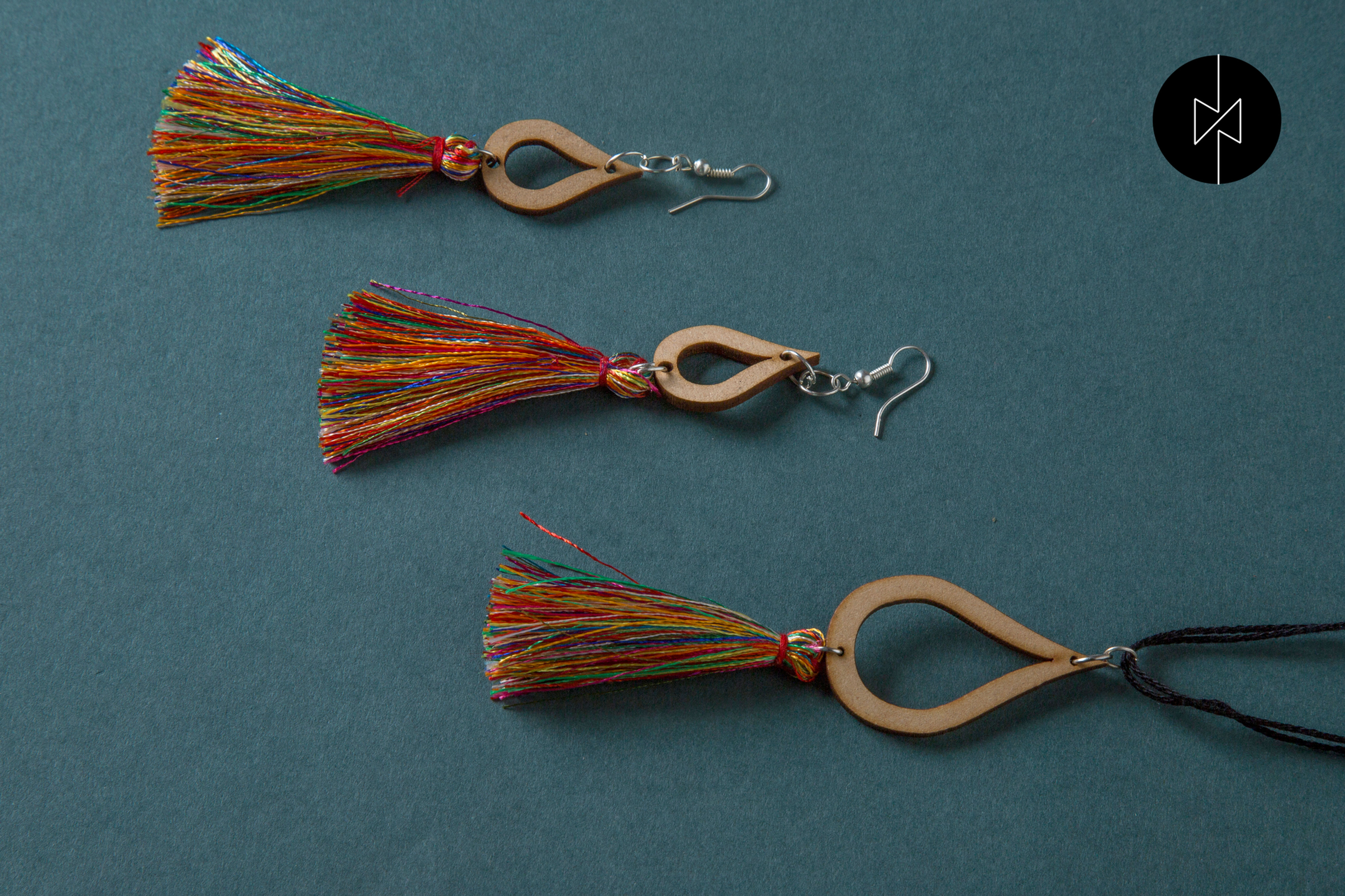 Multicoloured tasselled rain drop - TTW09