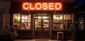 Firefly_Closed for business with a closed sign on the front door, the business is a local