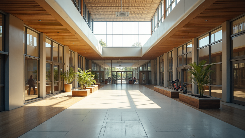 Eye-level view of a community center with accessible features
