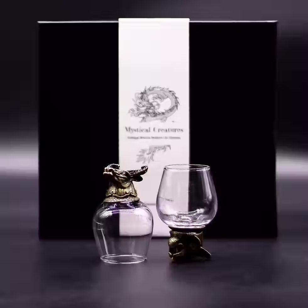 Miniatúra: Darčeková sada 6 pohárov (100 ml) MYSTICKÉ STVORENIA ~ antická bronzová úprava