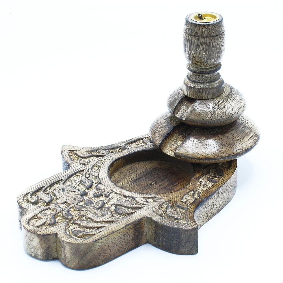 HAMSA ~ mangový stojan na vonné kužele so spätným dymom, 13x23cm