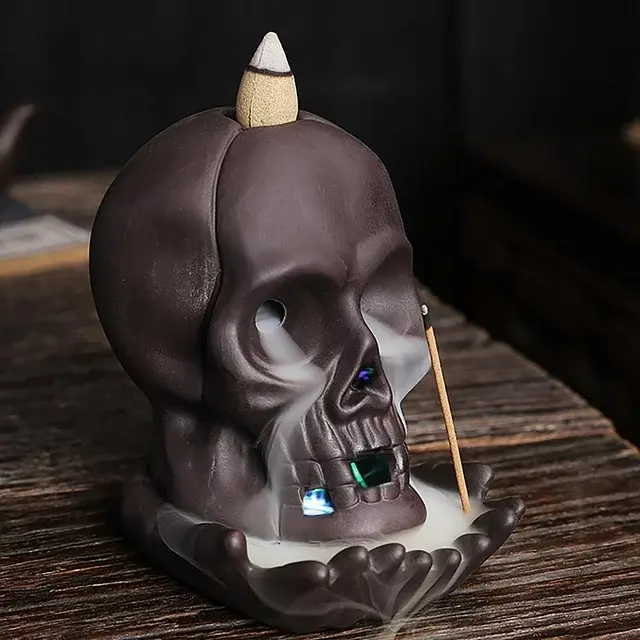 Miniatúra: LEBKA /S LED SVETLOM/ ~ stojan na vonné kužele s efektom spätného dymu,10.5x8cm