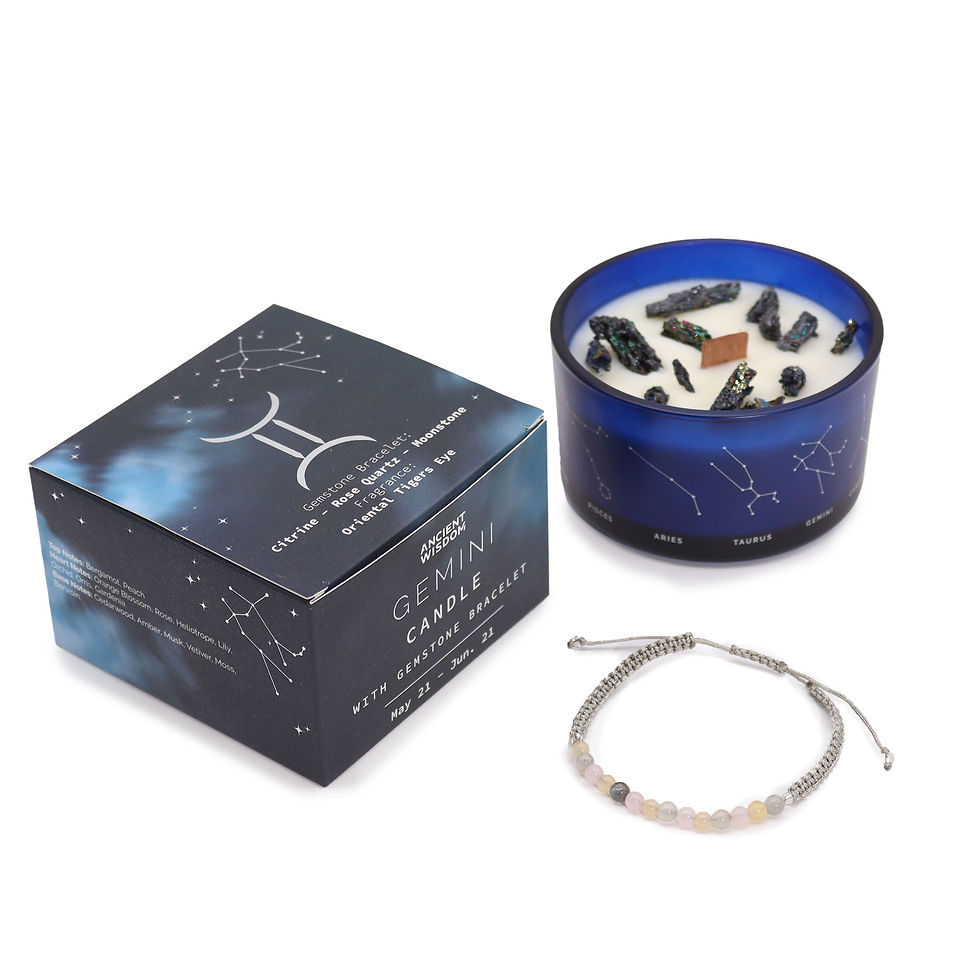 KRIŠTÁLOVÁ SVIEČKA S NÁRAMKOM S POLODRAHOKAMAMI ~ ZODIAK "BLÍŽENCI"