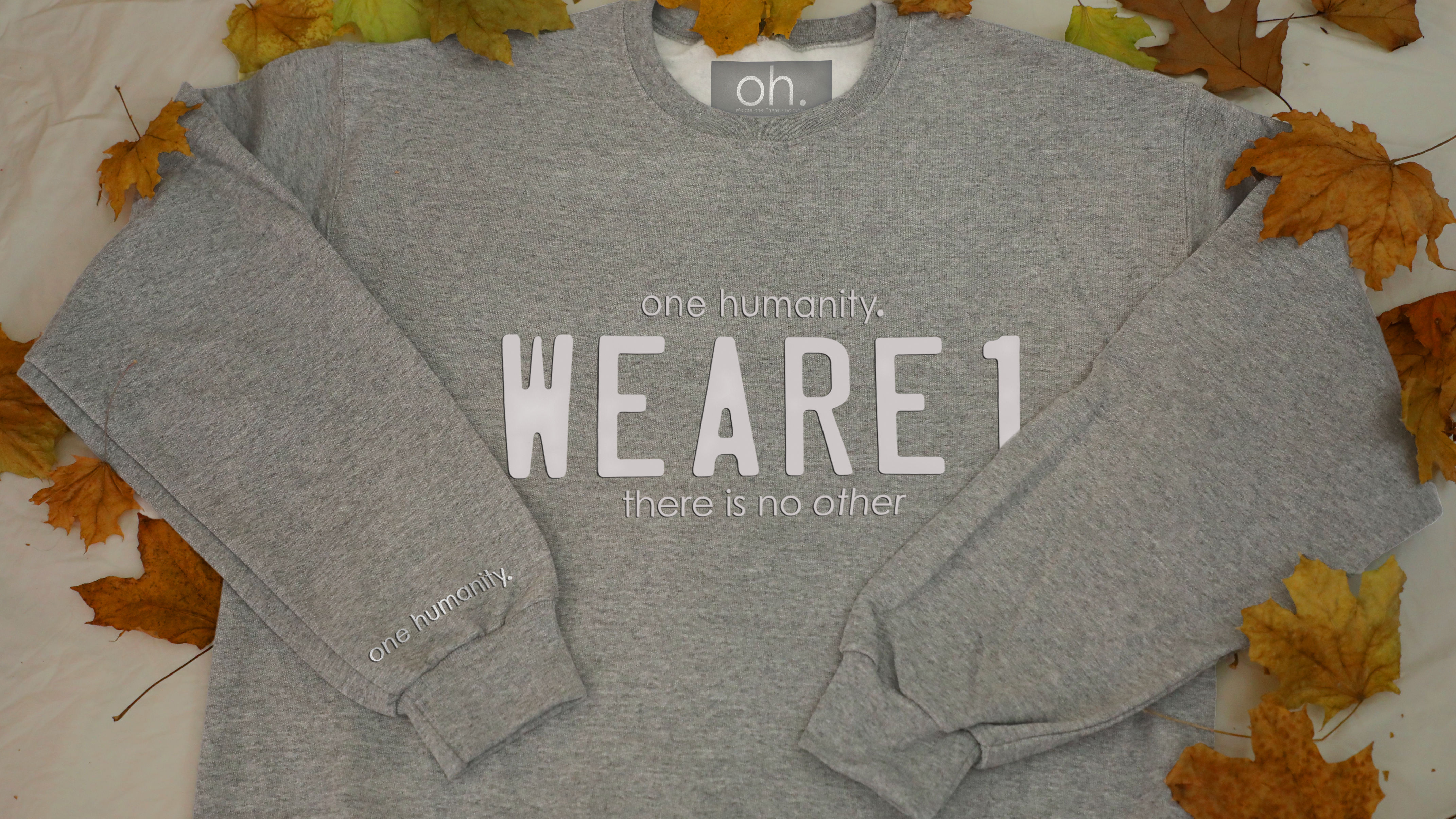 Grey Adult Crewneck Sweatshirt - We Are One Humanity