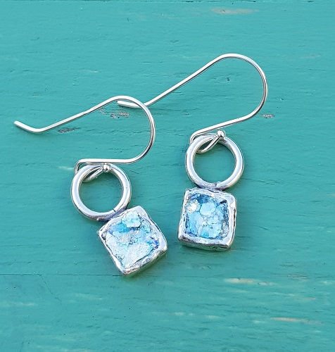 Thumbnail: Duet Earrings - Roman Glass & Sterling Silver 925