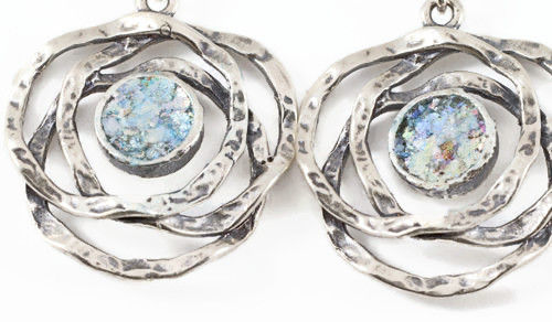 Thumbnail: Wild Trio Earrings - Roman Glass & Sterling Silver