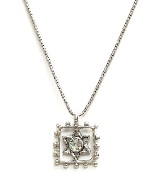 Thumbnail: Star of David Pendant - Roman Glass & Sterling Silver 925