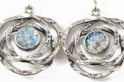 Thumbnail: Wild Trio Earrings - Roman Glass & Sterling Silver