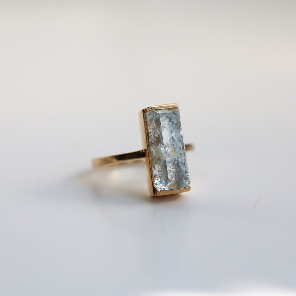 サムネイル： Aquamarine Rectangle Ring -M-