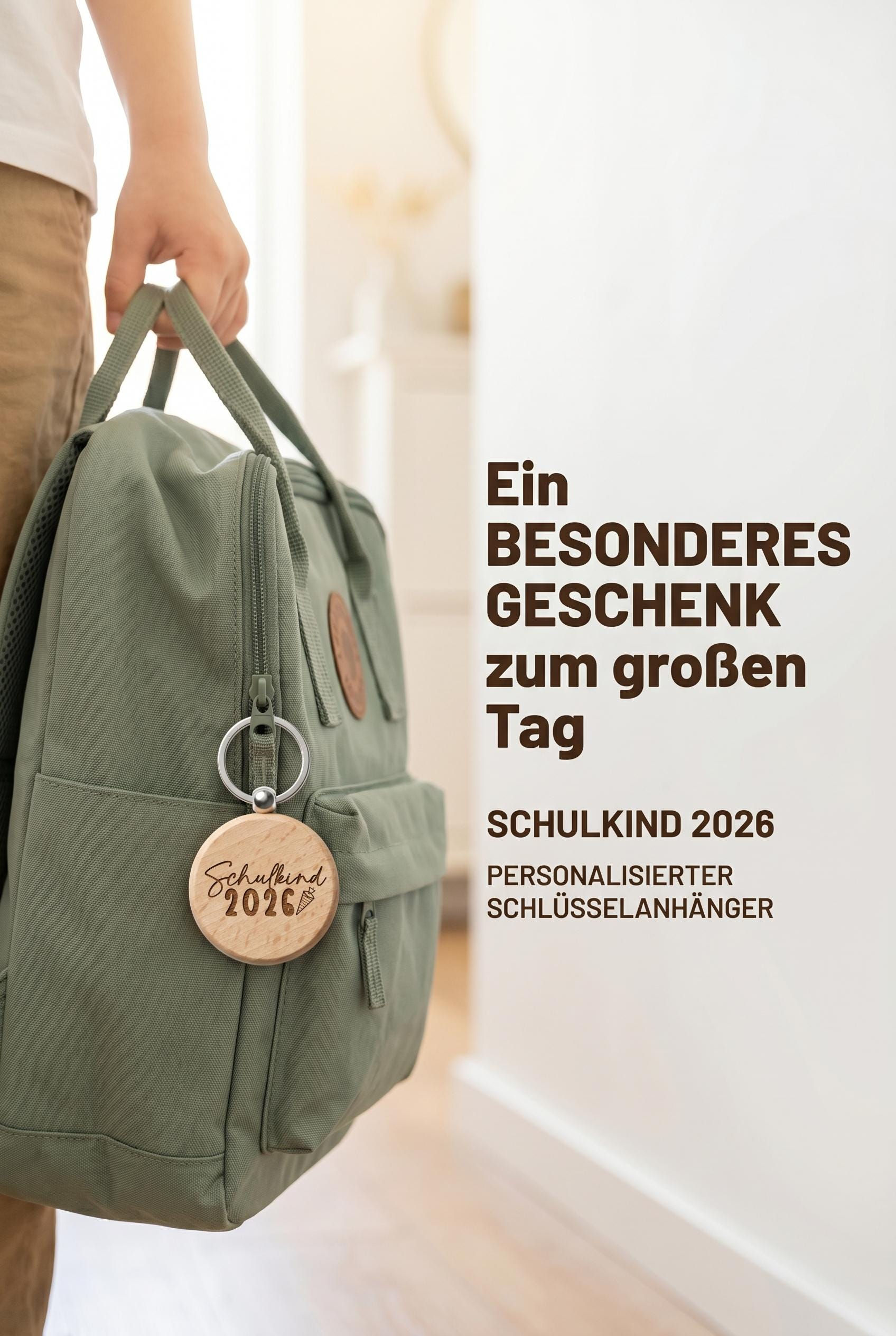 Schulkind 2026 Schlüsselanhänger Holz Personalisiert | Einschulung Geschenk