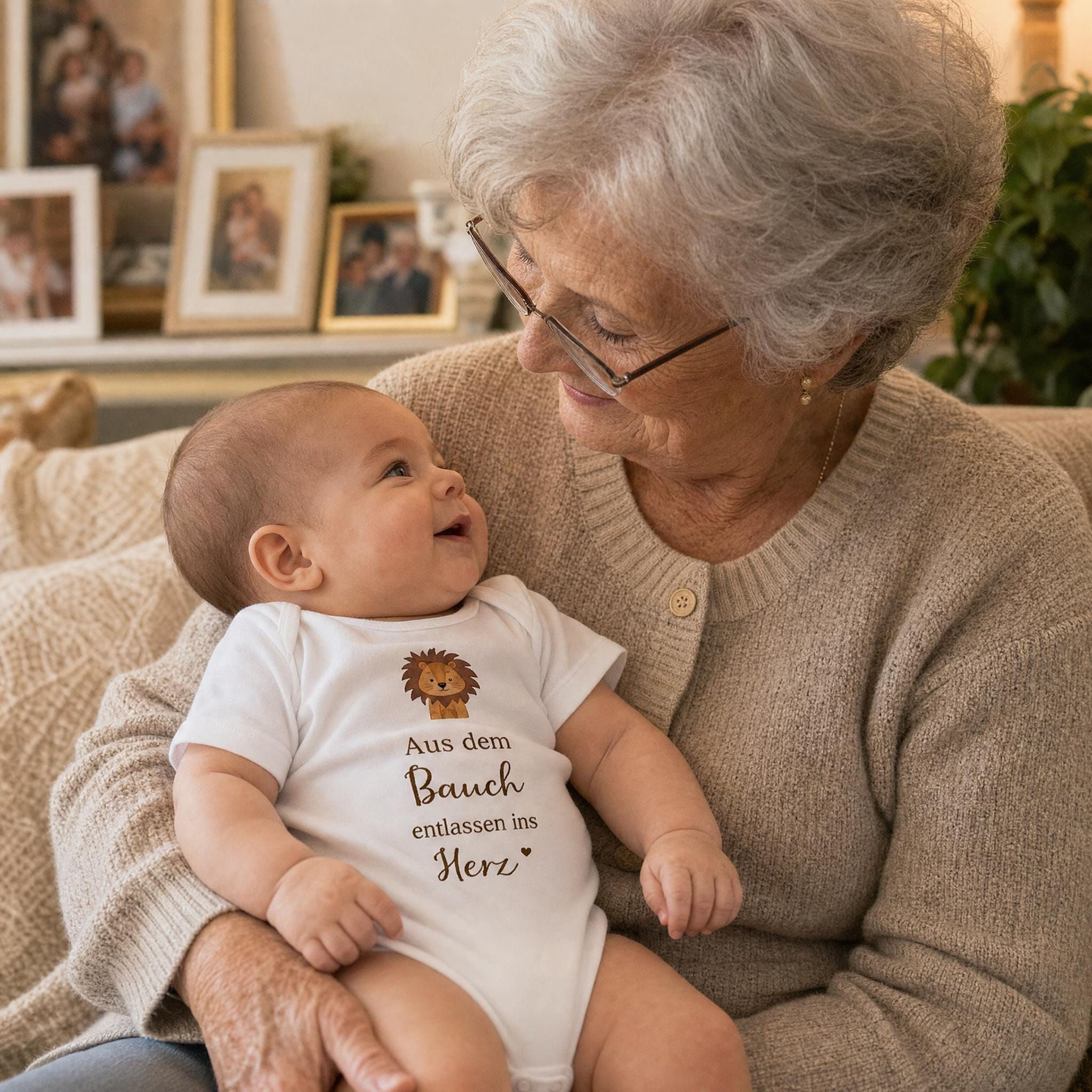 Personalisiertes Baby Body Aus dem Bauch mitten ins Herz | Tiermotiv | Geschenk