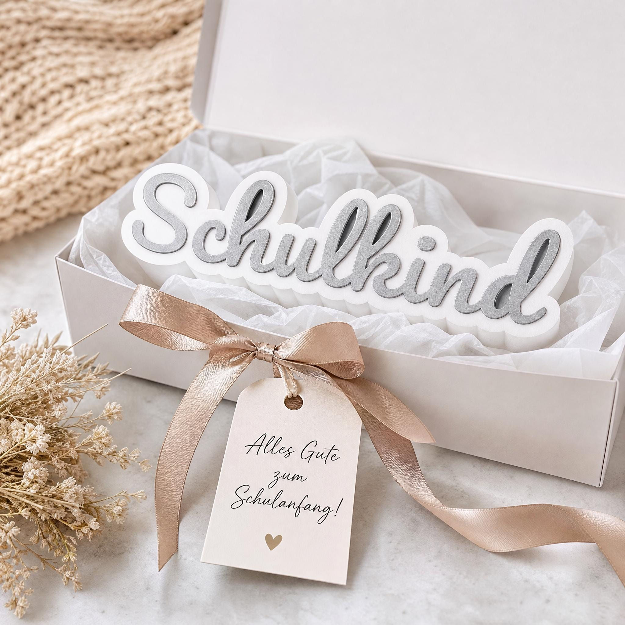 3D-gedruckter Schriftzug "Schulkind" | Deko zum Schulanfang | personalisierbar