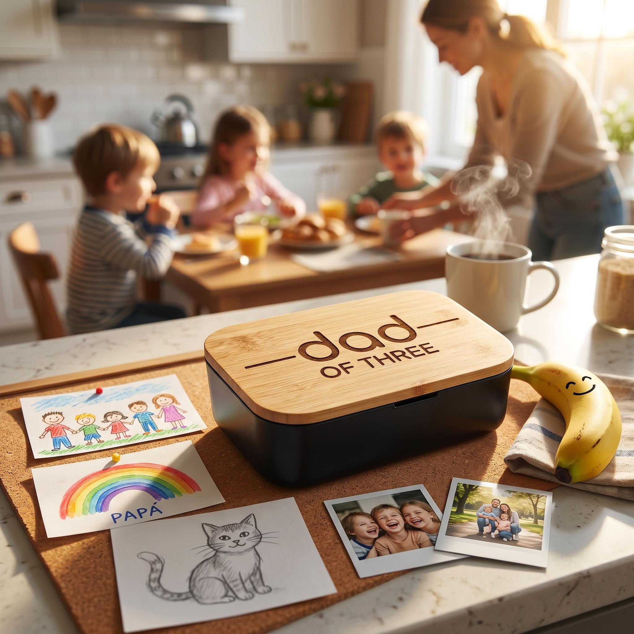 PAPA JAUSEBOX | Lunchbox für Papa | Vatertagsgeschenk, Bambus schwarz