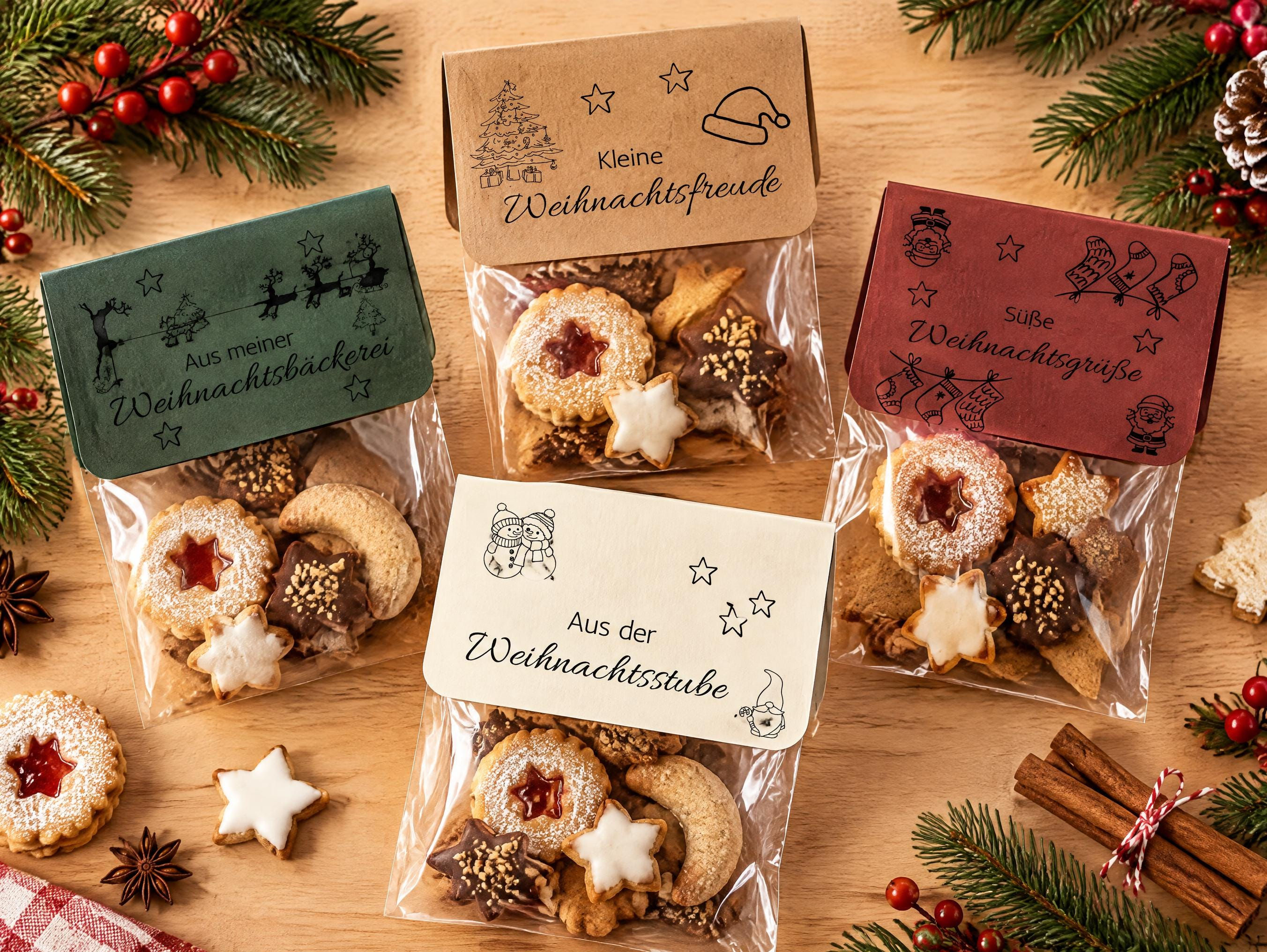 Tütenverschluss Weihnachten PDF | 8 Designs für 10 & 12 cm Tüten | Plätzchen Top