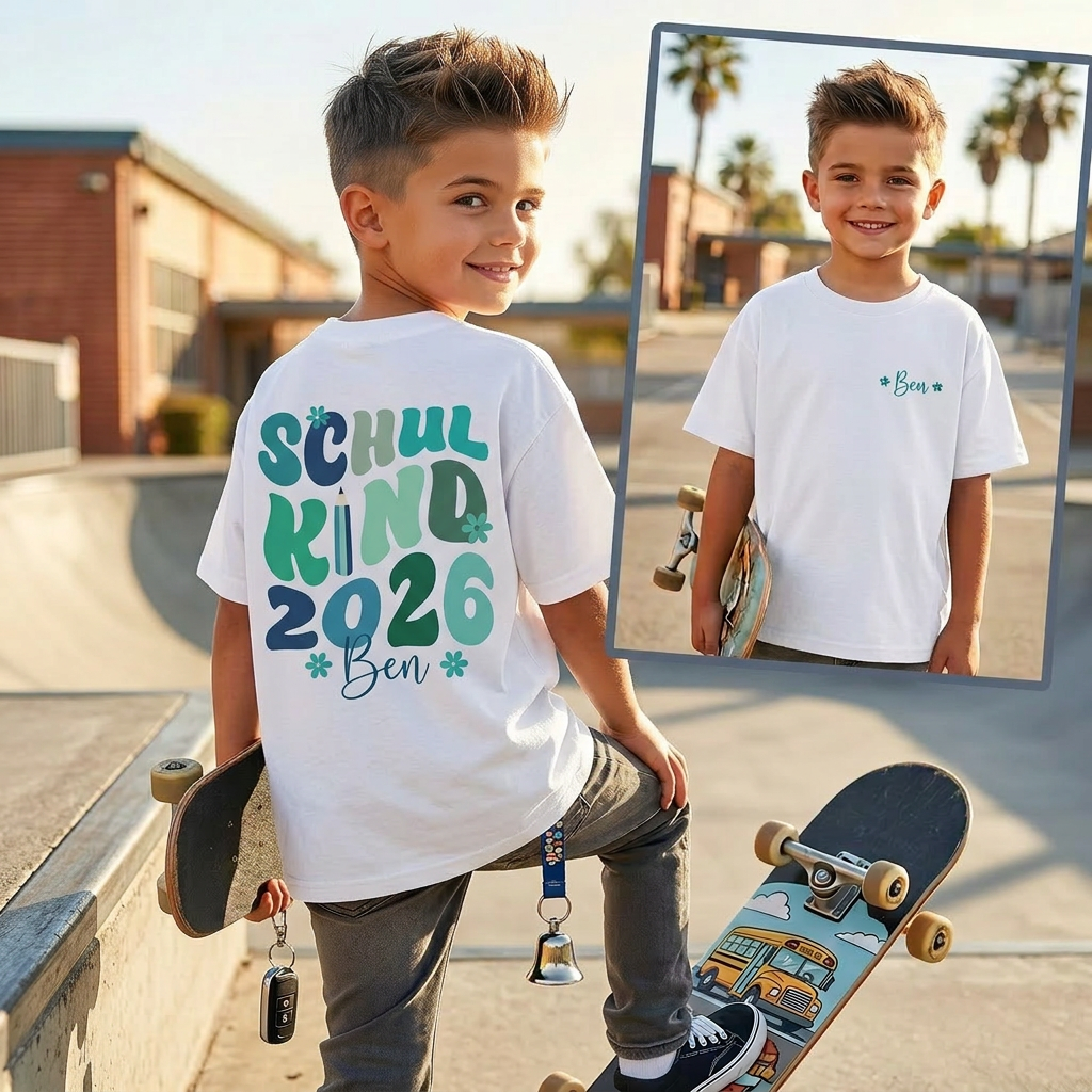 Endlich Schulkind T-Shirt | Personalisiertes Einschulungs-Shirt | Erstklässler