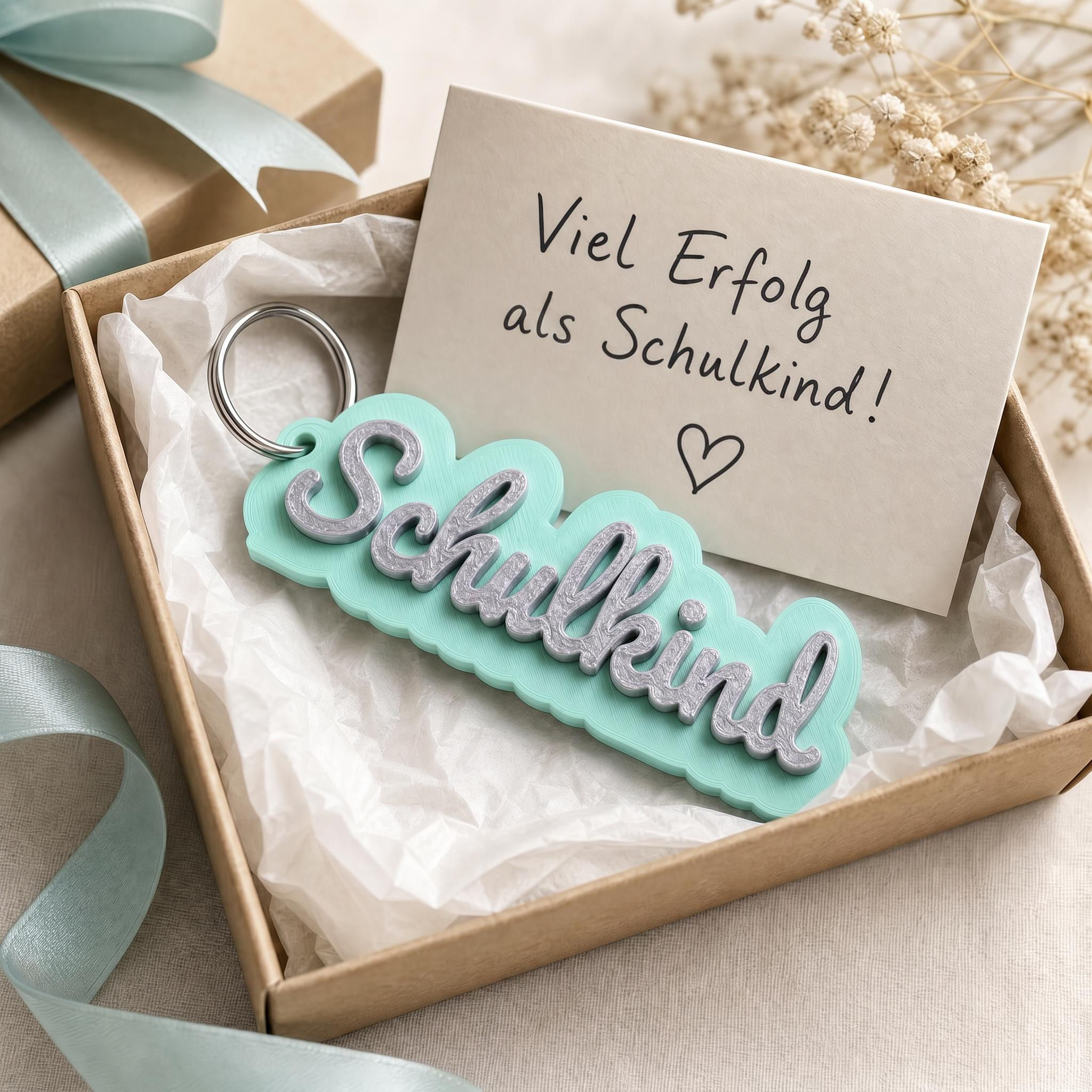 3D-gedruckter Schlüsselanhänger "Schulkind" | Geschenk zur Einschulung