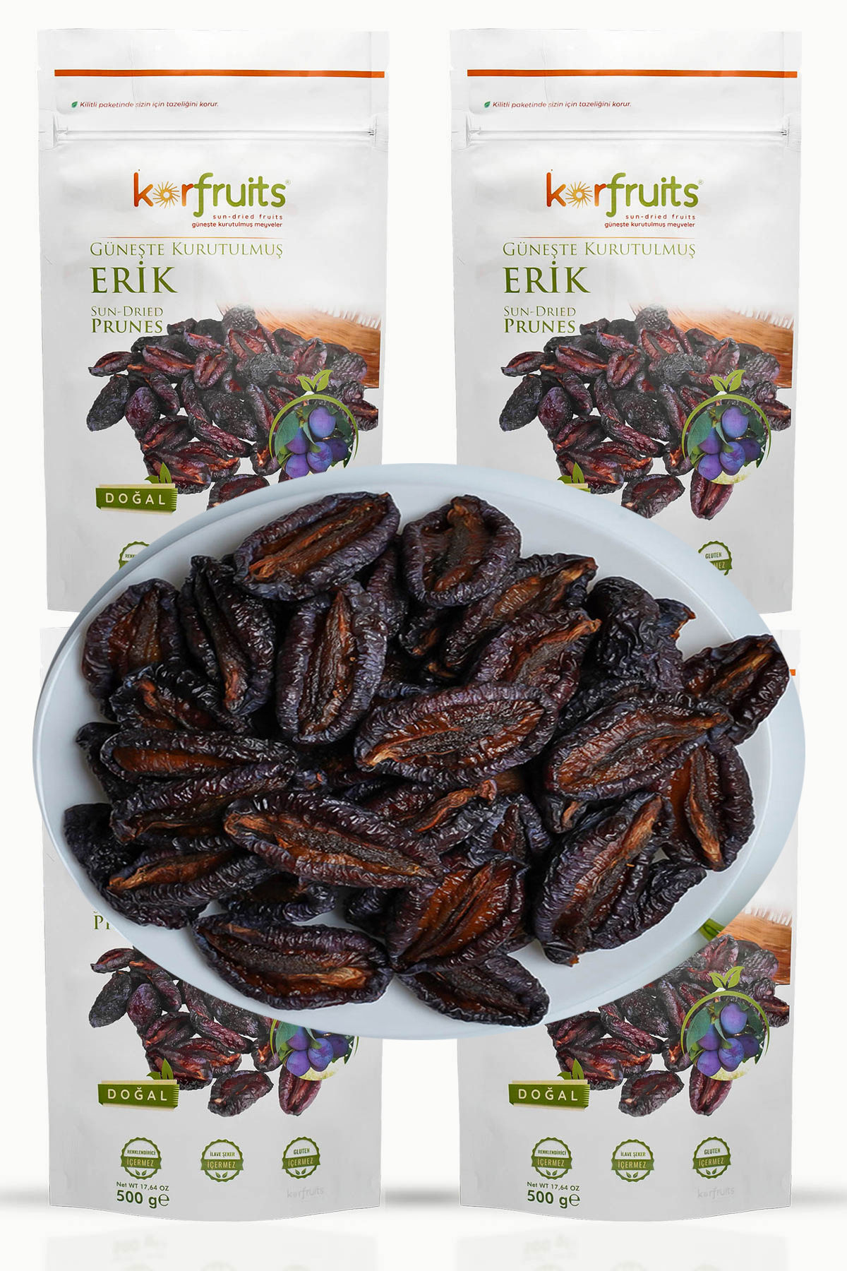 Güneşte Kurutulmuş Çekirdeksiz Kuru Erik 500 gr X 4'lü Paket