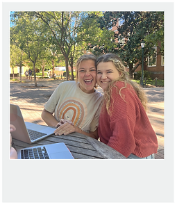 Hannah Grace Nash and Allie Blain on Ben Brown Plaza at Samford University.