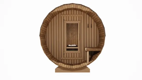 Miniature : 2 Person Cedar Barrel Sauna W/ Front Porch (6ft Long)