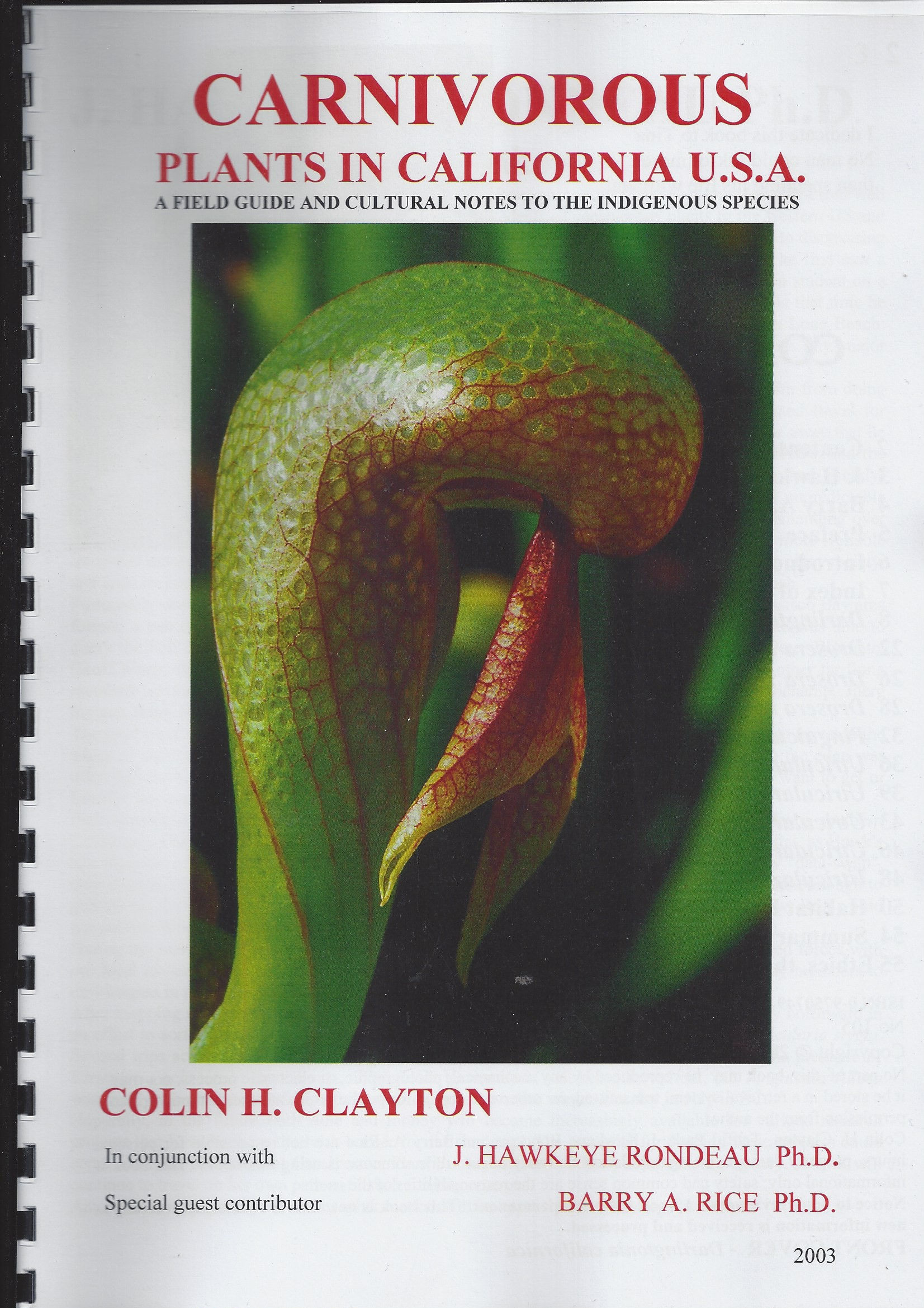 Carnivorous Plants in California U.S.A. A Field Guide and Cultural Note -Clayton