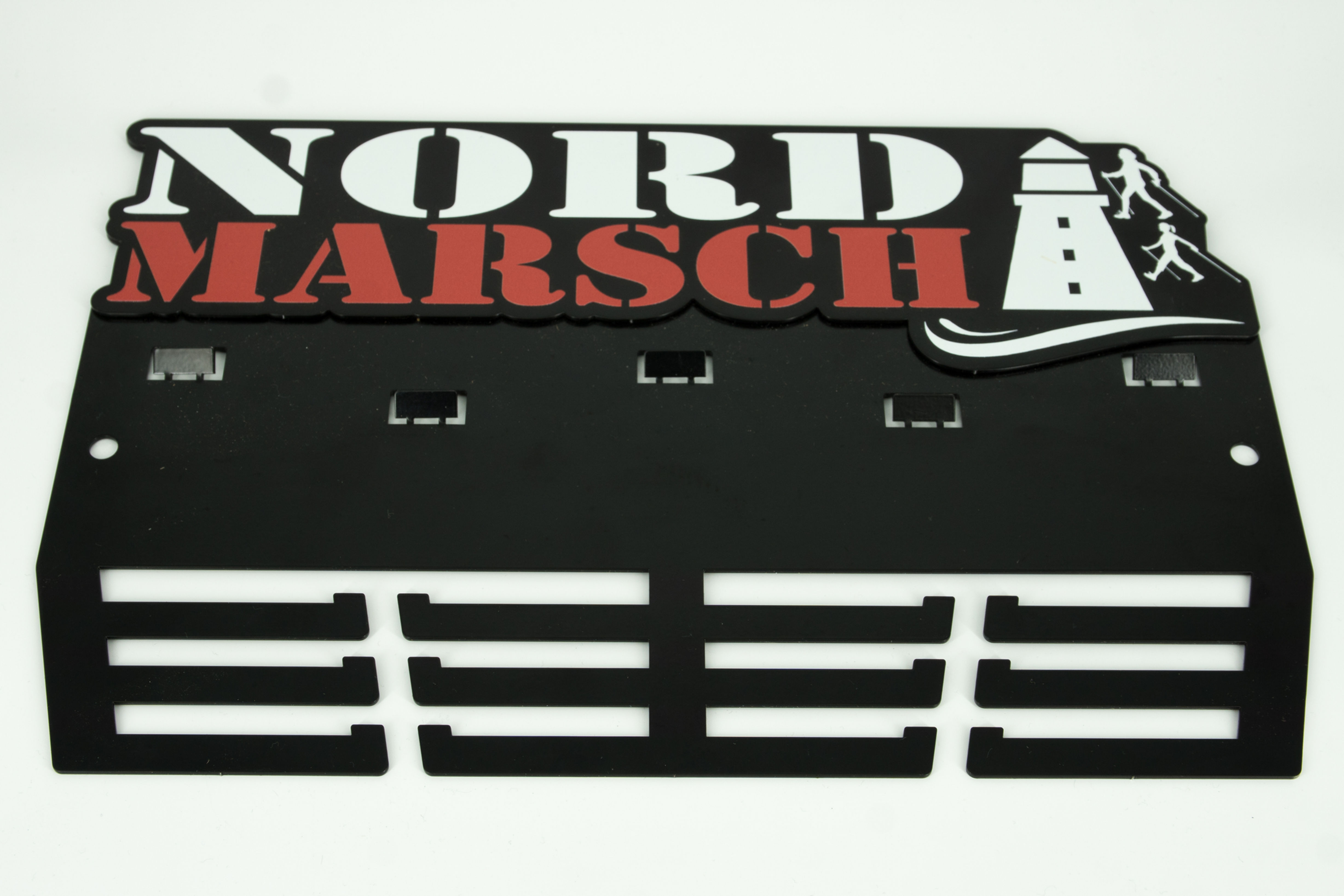 Medaillenhalter in schwarz, Edelstahl mit Abstandshaltern