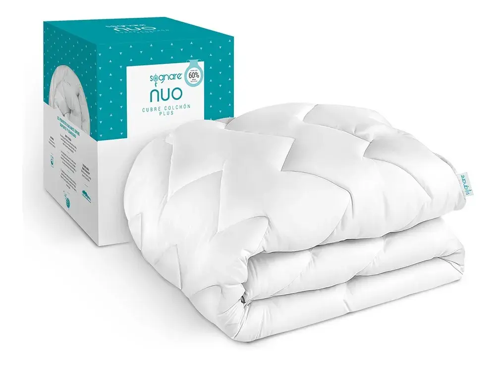 Sognare® Nuo Cubre Colchón Plus Queen Size, 60% Más Relleno Color Blanco