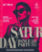 An energetic nightlife event flyer for the Saturday Dance Party at El Nivel Bar, cast in a vibrant hot pink and black colour grade. The upper centre features a portrait of a woman with short hair wearing dark sunglasses, holding a finger to her lips in a "shh" gesture. Massive, stylised grey and white typography across the bottom reads "SATURDAY DANCE PARTY," next to a small bordered block displaying the date "4th JULY 2026." Side text blocks list the music policy line-up, hosting credits for Mary Sweetn & Afi, a hype policy feature for MC Ruffy Daz, and an 18+ age restriction badge. The bottom black margin highlights local directions for Kiwatule and table reservation phone numbers.