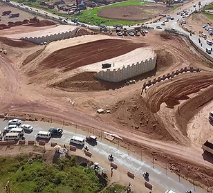 FTN aerial picture of Sentema Junction in Kampala during the construction of the Northern Bypass by Mota Engil