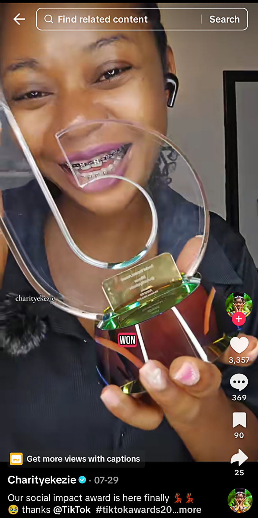 Nigerian Star Charity Ekezie shows off her social impact award
