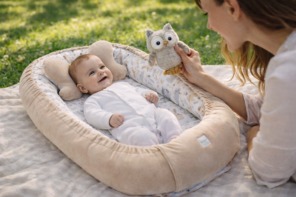 Miniaturbild: BABYNEST Samt VELOURS Beige/ Hase Eule Weiß Nestchen Babynestchen SOLO und SETS