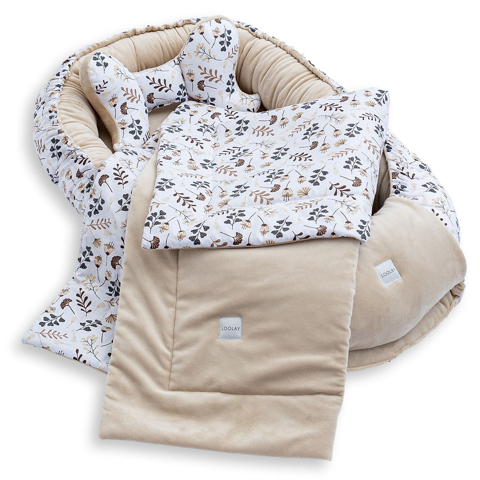 Miniaturbild: BABYNEST Samt VELOURS Beige/ Blumen Braun Nestchen Babynestchen SOLO und SETS