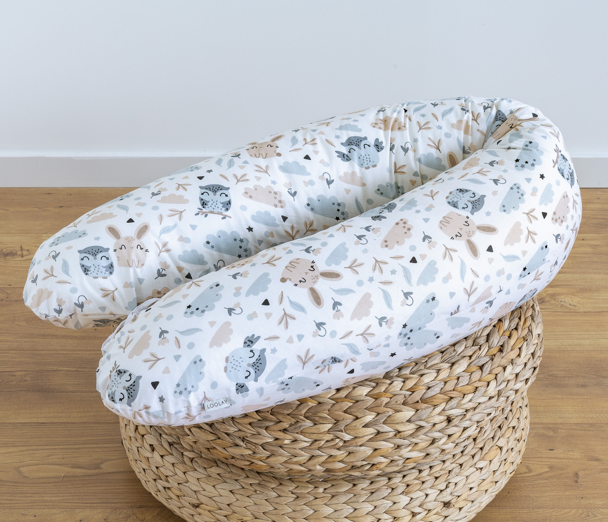 HASE Beige/Weiß 100% Baumwolle Seitenschläferkissen Stillkissen LOOLAY®