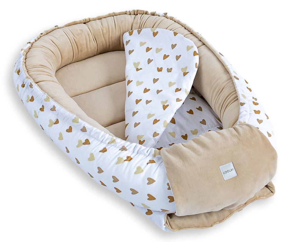 Miniaturbild: BABYNEST Samt VELOURS Beige/ Herz Braun Nestchen Babynestchen SOLO und SETS