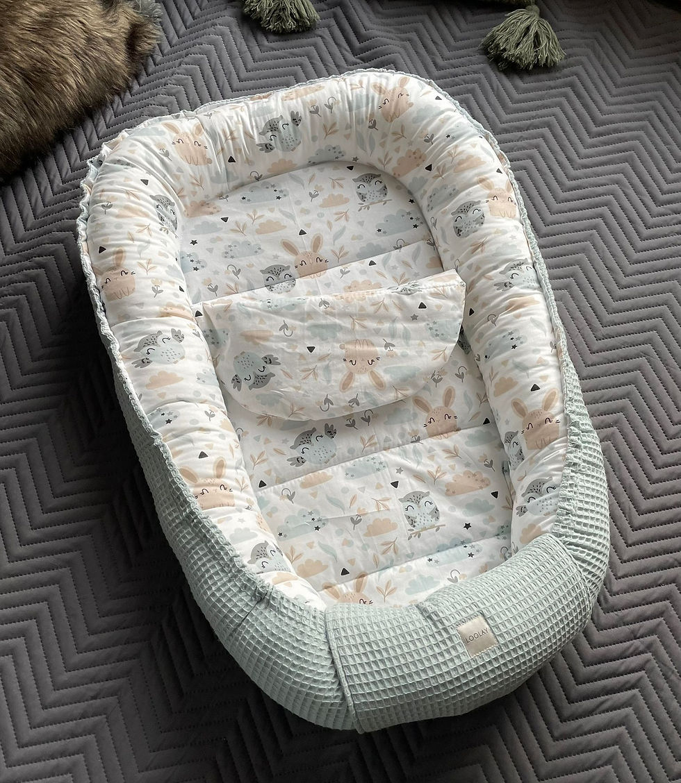 Miniaturbild: BABYNEST Set Waffelpique MINZE Hase Beige Baumwolle Nestchen Neugeborene Ausstattung  Reisebett Babybett