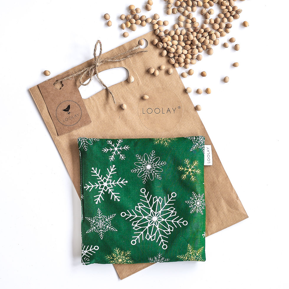 SCHNEEFLOCKEN Grün Kirschkernkissen 20x20 cm Wärmekissen Kernkissen Wärmflasche