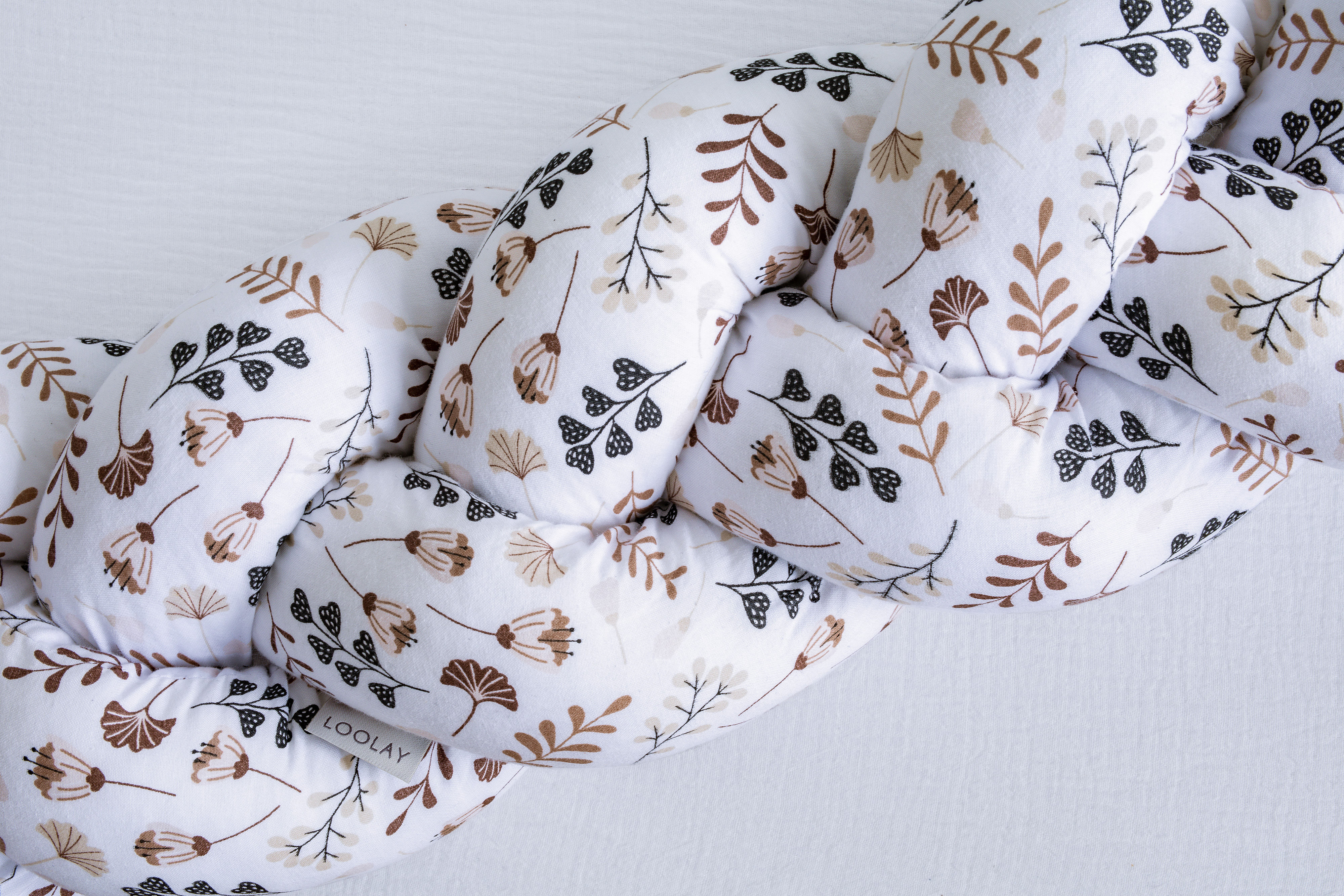 Blumen BRAUN Baumwolle Premium Geflochtene Dekokissen Bettschlange Zuglufstopper