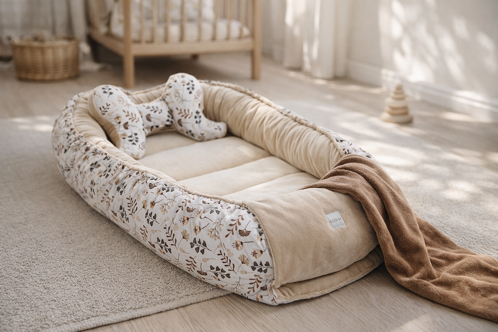 Miniaturbild: BABYNEST Samt VELOURS Beige/ Blumen Braun Nestchen Babynestchen SOLO und SETS