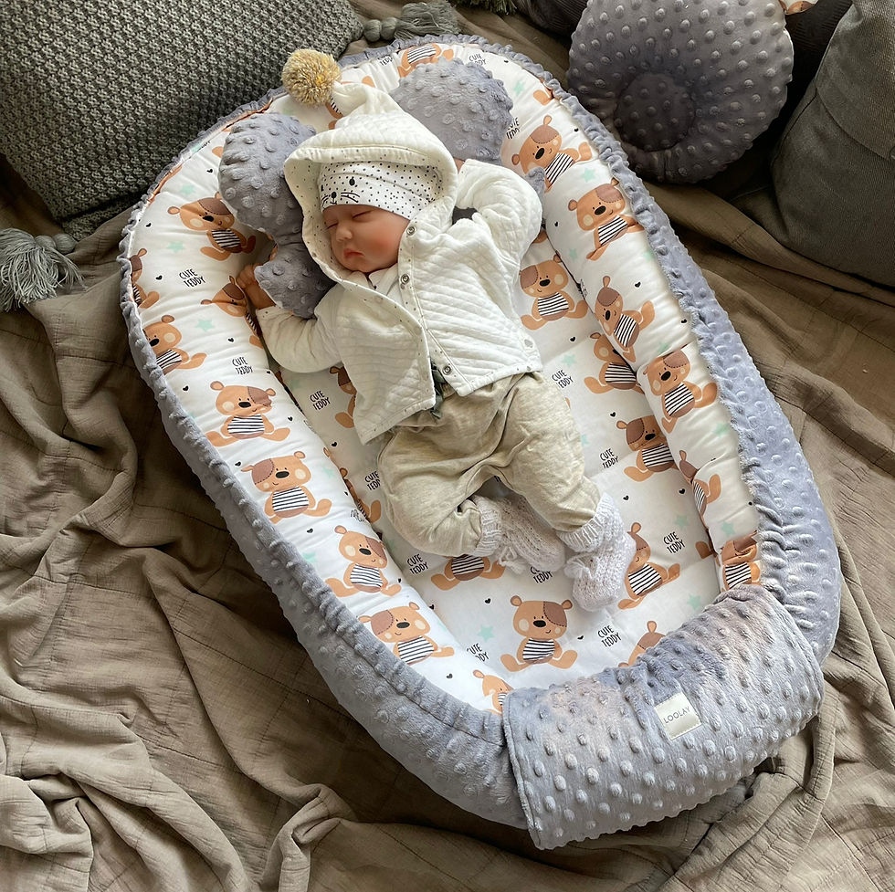 Miniaturbild: TEDDY Bettnestchen MINKY Graphit Baumwolle BABYNEST Babykokon Nestchen Neugeborene Babyausstattung Baby Reisebett