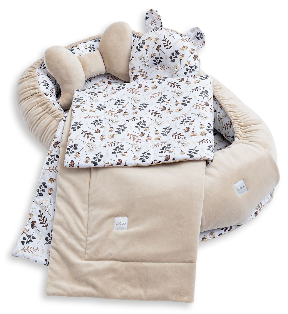 Miniaturbild: BABYNEST Samt VELOURS Beige/ Blumen Braun Nestchen Babynestchen SOLO und SETS