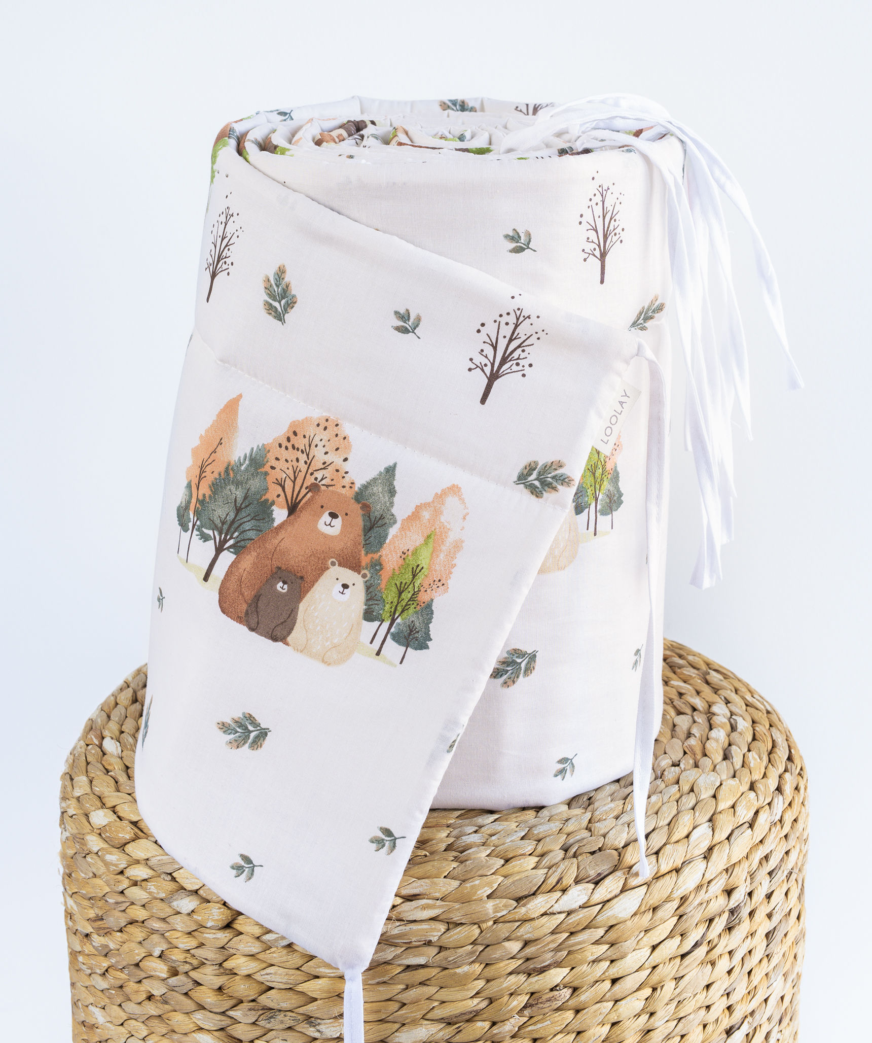 Bärchen FAMILIE Beige Baumwolle BETTUMRANDUNG für 140×70cm und 120×60cm Babybett