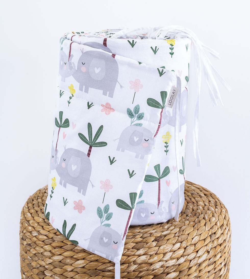 Familie ELEFANT Baumwolle BETTUMRANDUNG für 140×70 cm und 120×60 cm Babybett