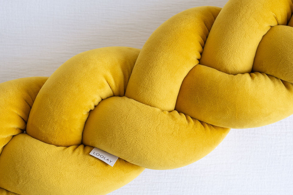 Miniaturbild: GELB Samt VELOUR Geflochtene Dekokissen Bettschlange Zuglufstopper