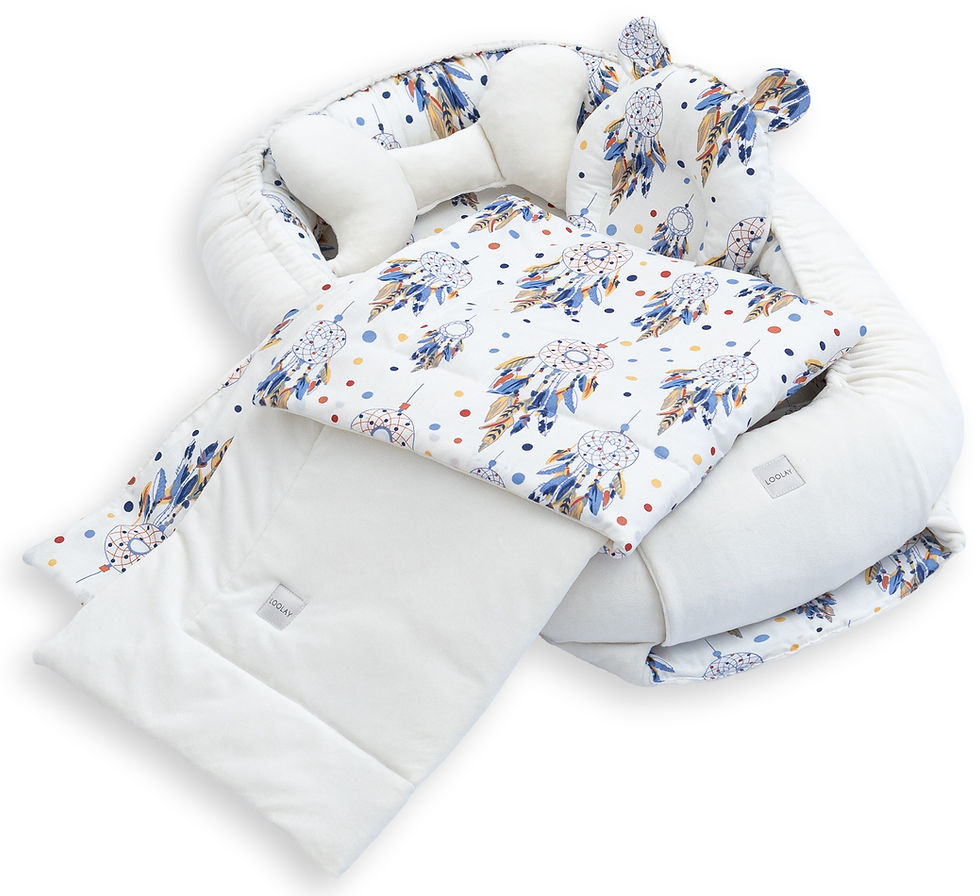 BABYNEST Samt VELOURS Ecru/ Traumfänger Ecru Nestchen Babynestchen SOLO und SETS
