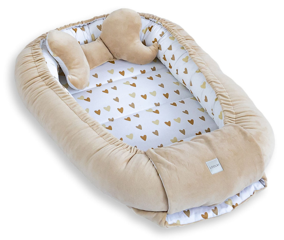 Miniaturbild: BABYNEST Samt VELOURS Beige/ Herz Braun Nestchen Babynestchen SOLO und SETS