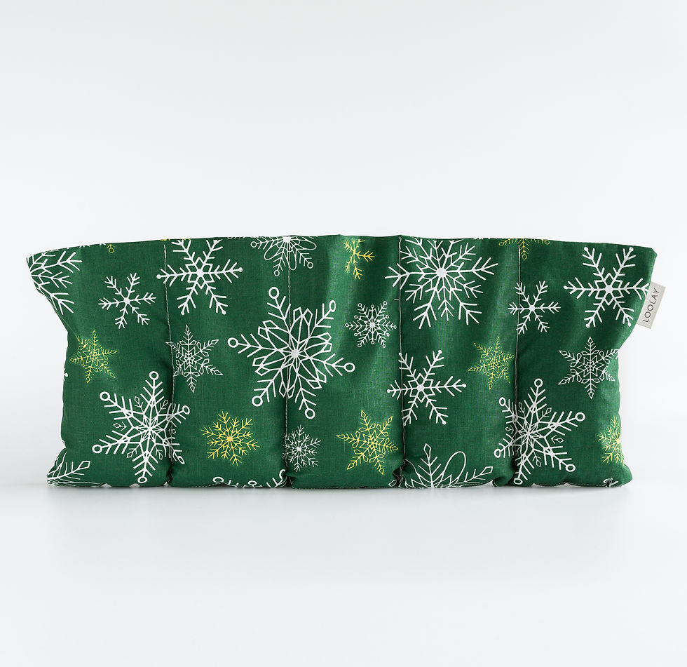 Kirschkernkissen 50x20cm 5Kammern Wärmekissen Kälte Kompresse SCHNEEFLOCKEN Grün