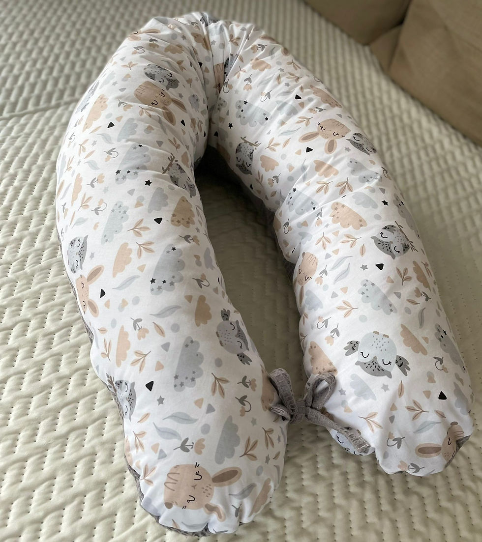 Miniaturbild: Stillkissen Schwangerschaftskissen Seitenschläferkissen Baumwolle Weich Waffelpique HASE Beige Grau 170cm XXL