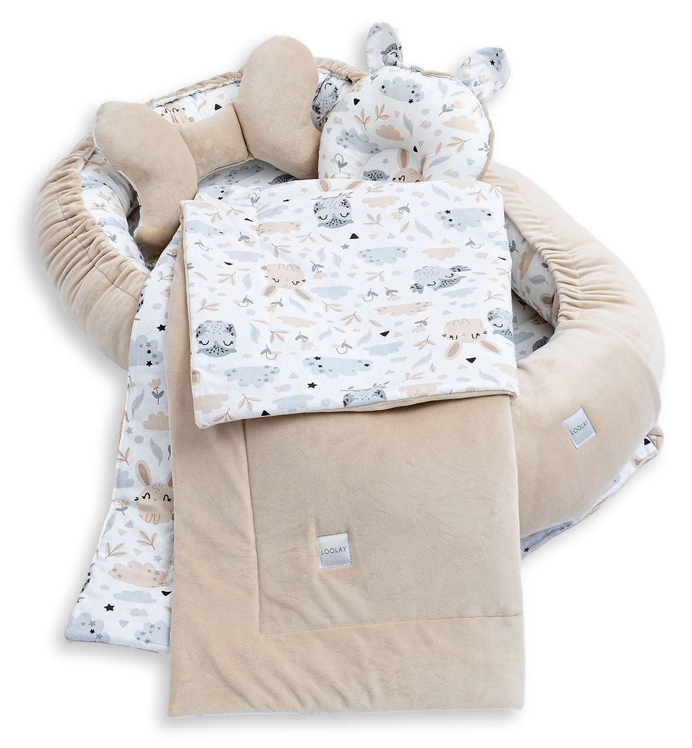 Miniaturbild: BABYNEST Samt VELOURS Beige/ Hase Eule Weiß Nestchen Babynestchen SOLO und SETS
